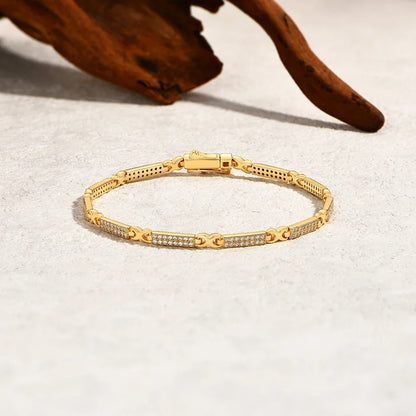 Dazzling Double Row Moissanite Bracelets Fashion Simple Tennis Chain For Women Men s925 Sterling Silver Wedding Jewelry