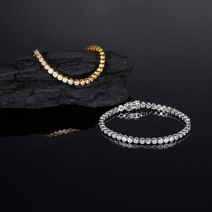 2mm 3mm Moissanite Round Bubble Diamond Tennis Bracelets for Woman Men 925 Silver Plated 18k Gold Hip Hop Chain Bracelet