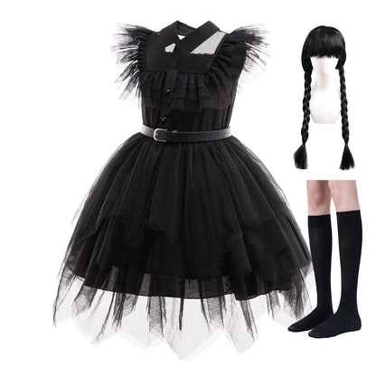 Weirdo Family Costume with Belt Halloween Role Play Gothic Cosplay Apparel The Day Begin with W Birthday Party Ball Gown Dresses