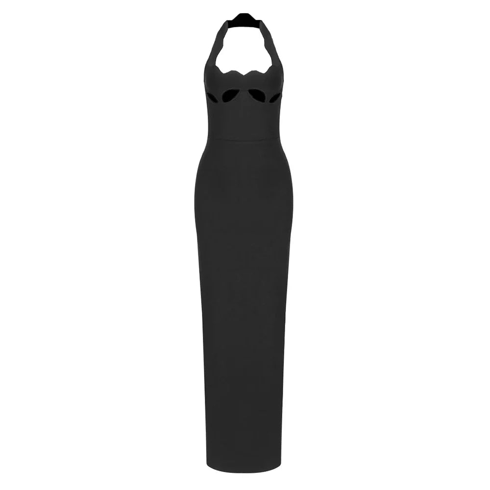 Red Cut-Out Halter Bodycon Christmas Dress for Women Sexy Backless Evening Dresses Sleeveless Slim Fit Party Dress