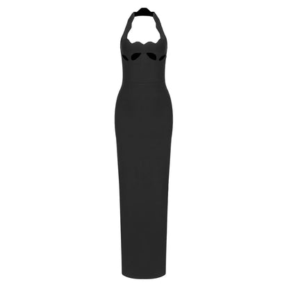 Red Cut-Out Halter Bodycon Christmas Dress for Women Sexy Backless Evening Dresses Sleeveless Slim Fit Party Dress
