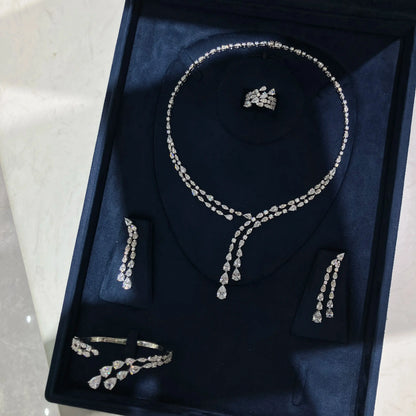 Women's Cubic Zircon Necklace Set Elegant Bridal Wedding Jewelry Accessory 00121