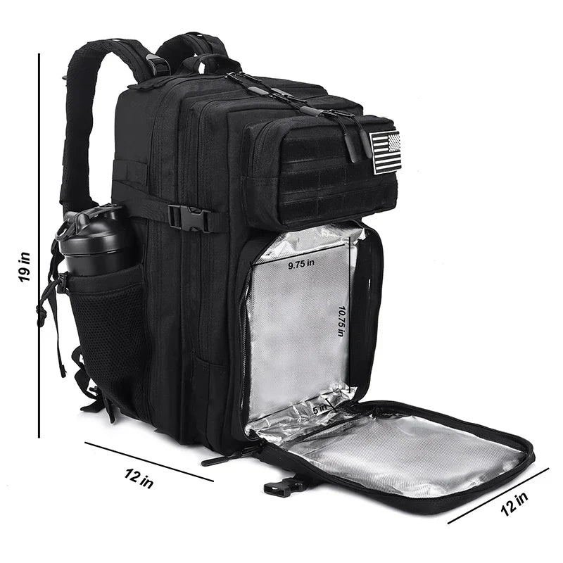 45L Meal Prep Management Backpack Gym Tactical Waterproof Insulated Lunch Cooler Bag Hiking Camping Travel Rucksack