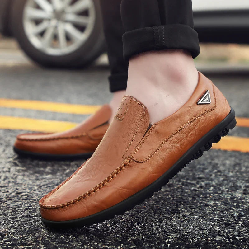 Leather Men Casual Shoes Luxury Brand 2024 Mens Loafers Moccasins Breathable Slip on Black Driving Shoes Plus Size 37-47