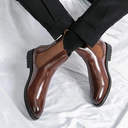 Classic Fashion Men Boots Winter Leather Shoes Autumn Business Chelsea Boots British Style Hombres Botas High Top Footwear Dress