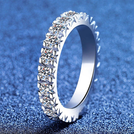 Full 3mm Moissanite Wedding Band Ring 925 Sterling Silver with Gold Plated Eternity Band Engagament Rings Wholesale
