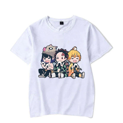 Funny Anime Hashibira Inosuke Kamado Tanjirou Agatsuma Zenitsu Cartoon Print T-shirt Summer Cool T Shirt Women Men Short Sleeve