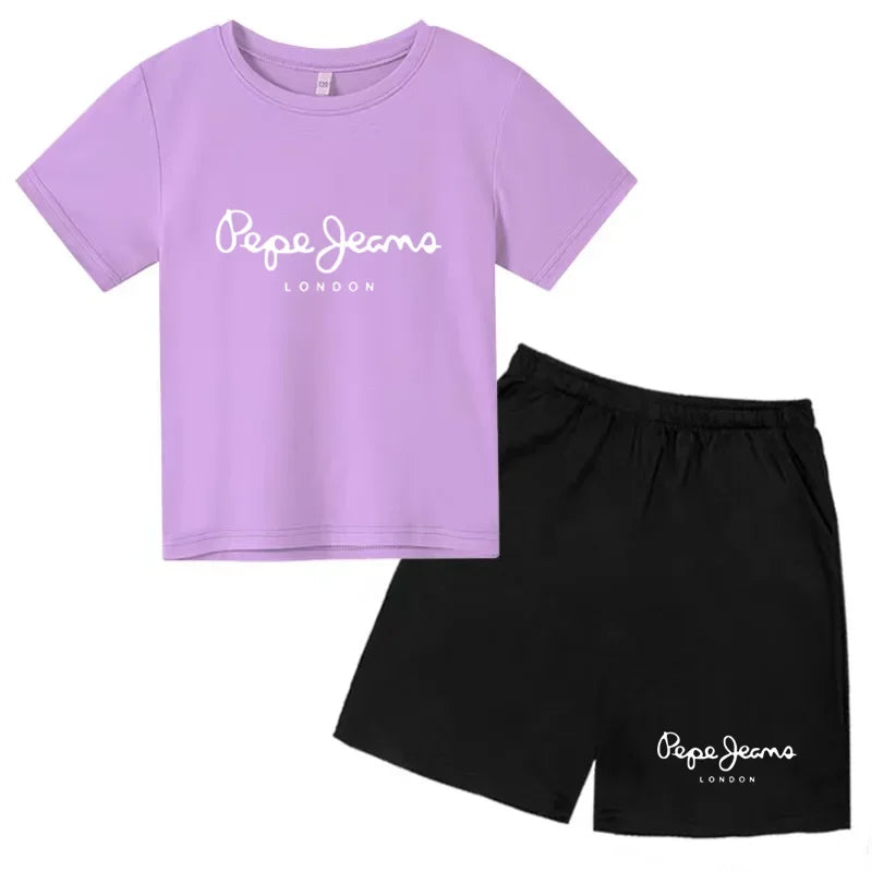 Kids Summer T-shirt Boys Girls Toddler Clothes Charming Letter Print 3-12Y Short Sleevd + Shorts Sports Brand Fashion Casual Set