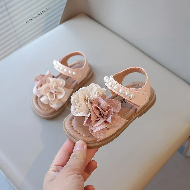 Korean Style Summer Sandals for Girls Flowers in Full Bloom Children's Beach Shoes Flexible Soft-sole Kid's Girl Sandals I060683