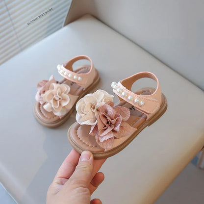 Korean Style Summer Sandals for Girls Flowers in Full Bloom Children's Beach Shoes Flexible Soft-sole Kid's Girl Sandals I060683