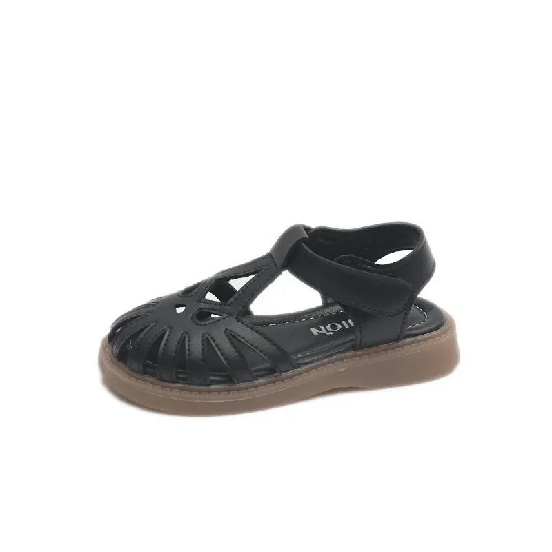 Children's Soft-soled Shoes Summer T-Strap Closed Toe Little Girls Princess Fashion Anti-Slip Korean Style Boys Beach Sandals