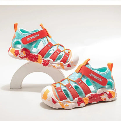 Children Summer Sports Sandals Girls Beach Outdoor Non-slip Hiking Shoes Boys Hollow Breathable Anti Collision Round Toe Sandals