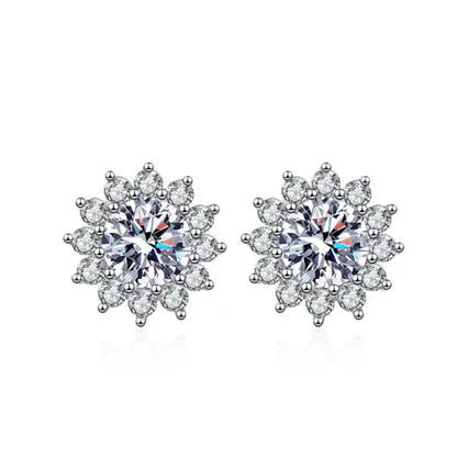 2ct Moissanite Earring s925 Sterling Sliver Plated 18k White Gold Wedding Engagement Jewelry Screw Earrings For Woman