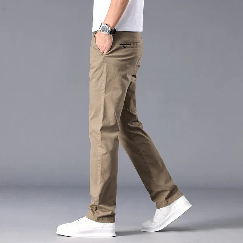 New Casual Pants Men Straight Fit Stretch Autumn Chino Trousers Male Formal Work Business Dress Khaki Fashion Spring Pants