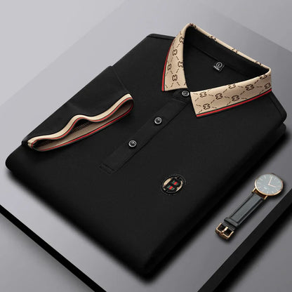 Men's short sleeved summer polo shirt high-end design exquisite smooth silk breathable wrinkle resistant hot selling T-shirt