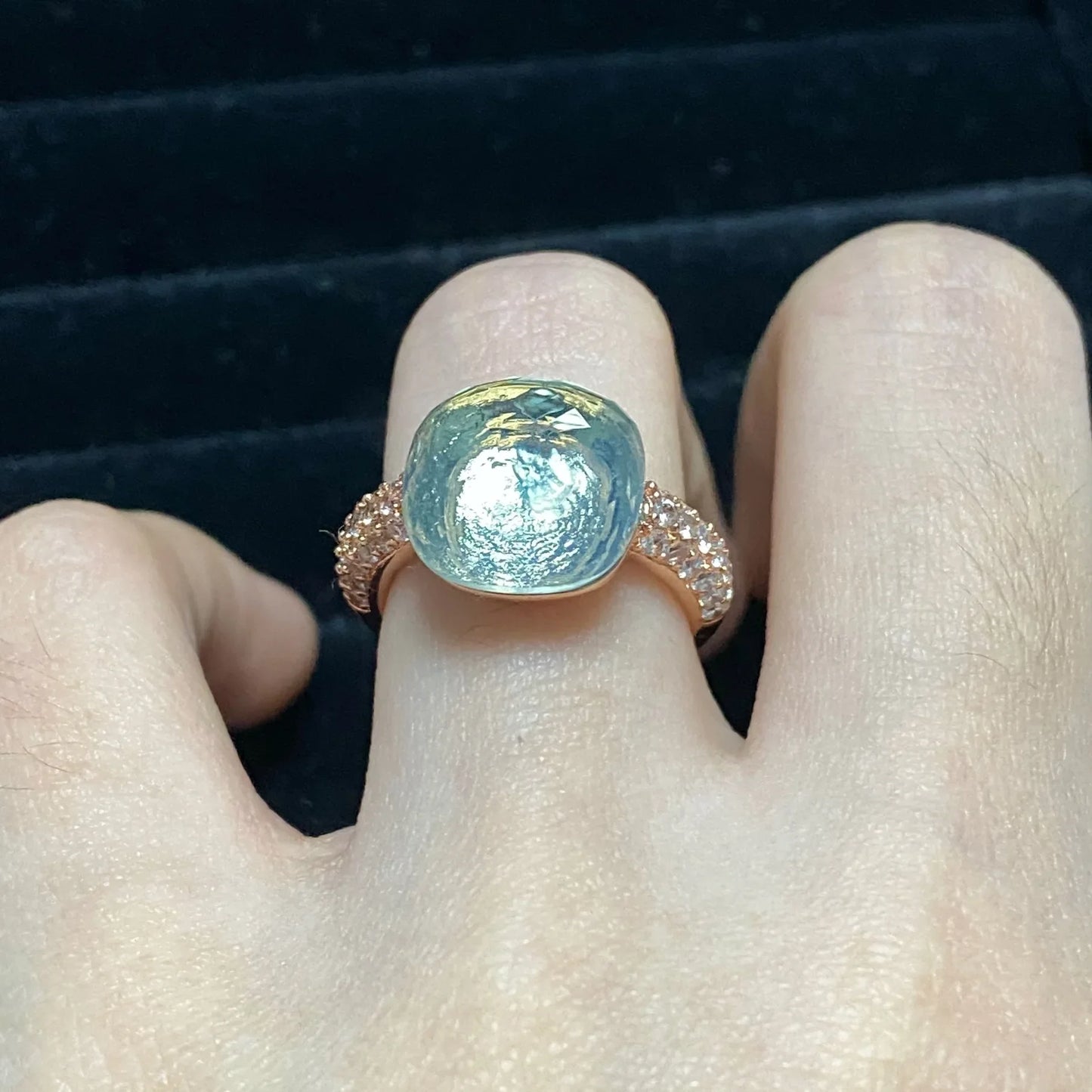 Original Design Pink Crystal Zircon Ring Candy Style Flat Ring for Women Wedding Party Fashion Jewelry Gift