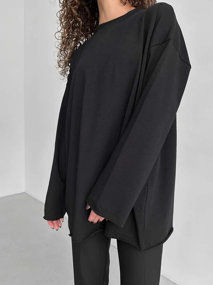 Women Summer 100% Cotton T-shirt Bottoming Spring Basic Fashionable Solid Lady Long Sleeve Loose Tops Shirts