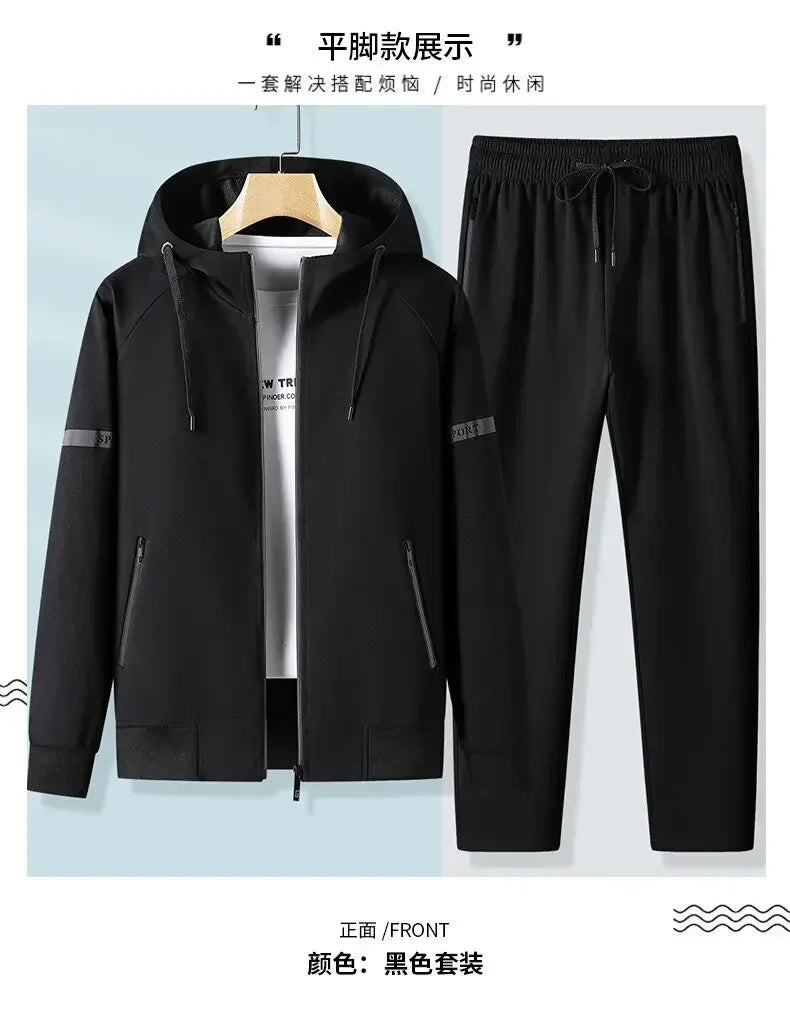 Thicker Fleece Jacket+Pants 2 Pieces Men Winter Tracksuit Sets Black Red Gray Sets Hoodies Casual Hooded Warm Sweatshirts+Pants