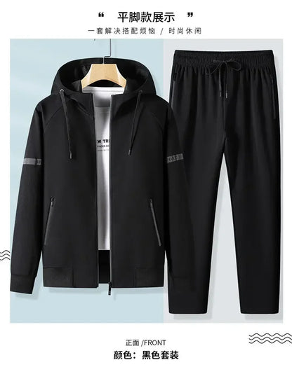 Thicker Fleece Jacket+Pants 2 Pieces Men Winter Tracksuit Sets Black Red Gray Sets Hoodies Casual Hooded Warm Sweatshirts+Pants