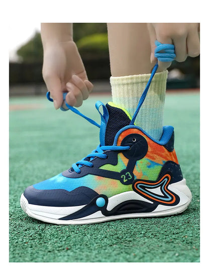 Children Basketball Shoes Breathable Mesh Boys Girls Fashion Sneakers School Sport Shoes Kids Casual Trainers Outdoor Athletic