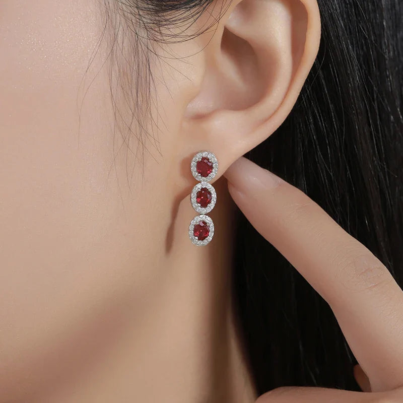 4*6mm Oval Cut Ruby Gemstone Drop Earrings Lab Grown for Woman Lady 2025 Ear Fine Jewelry 925 Silver Tassel Earring Gift