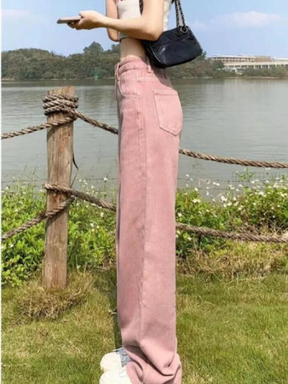 Dirty Pink High Waisted Wide Leg Jeans for Women