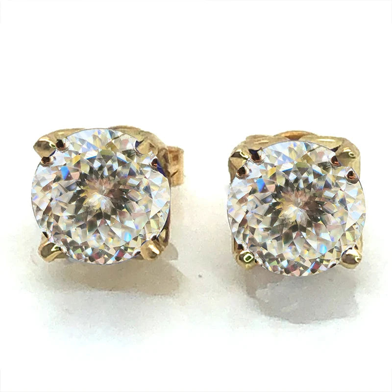 100% S925 silvery Portuguese cut D moissanite screw back 4 prong stud earring for women golden plated yellow golden plated  GRA
