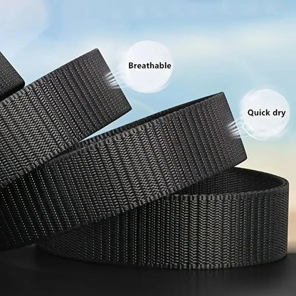 2Pcs Fashion Business Men's Belt Genuine Luxury Brand Leisure Belt Automatic Buckle Belt Canvas Belt With Cargo Pants Jeans Belt