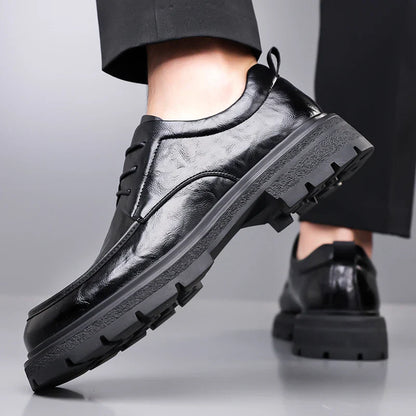 Men's Comfortable Genuine Leather British Thick-soled Business Leather Shoes for Spring 2025, New Lace-up Oxford Shoes