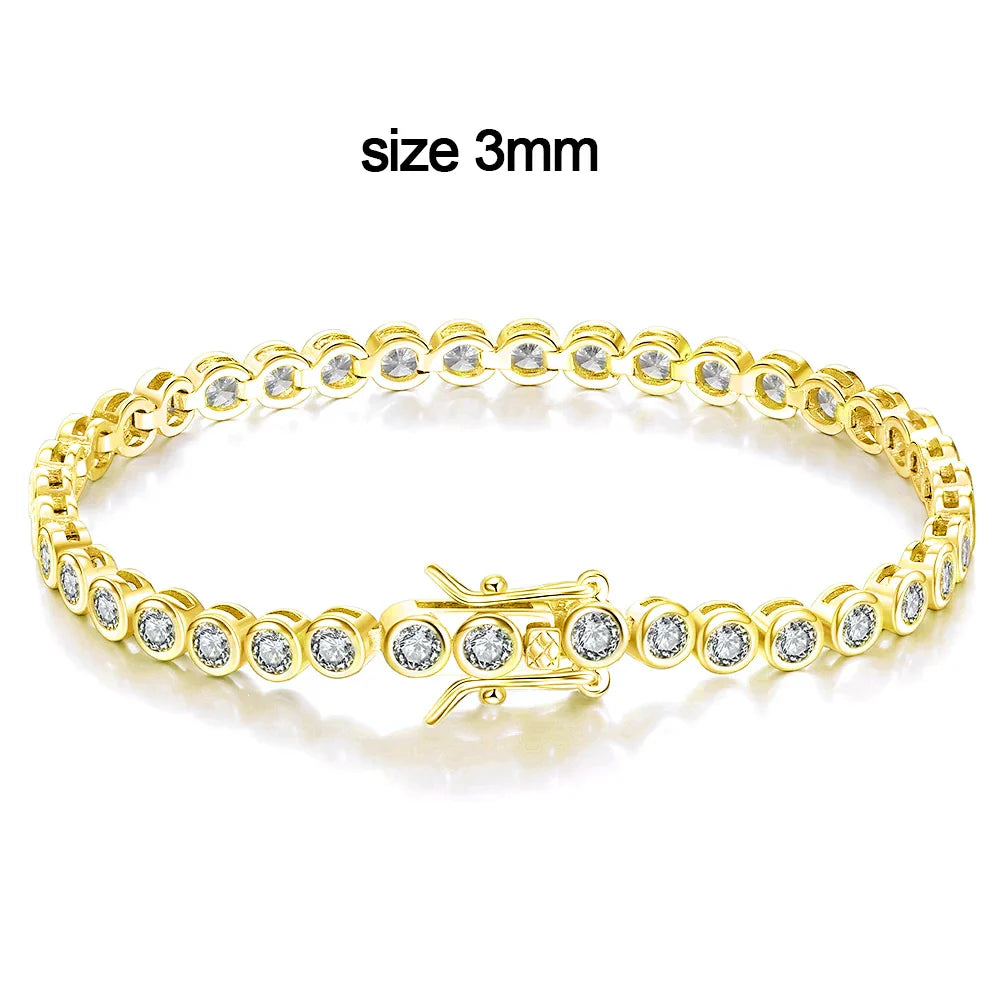 D VVS1 Round Moissanite Tennis Bracelet Original s925 Sterling Silver Plated 18k Gold with GRA Bracelets for Women Man