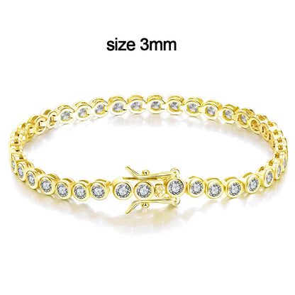 D VVS1 Round Moissanite Tennis Bracelet Original s925 Sterling Silver Plated 18k Gold with GRA Bracelets for Women Man