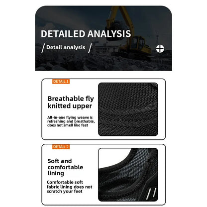 Men's Summer Labor Protection Shoes Insulated Anti-Smashing Anti-Piercing Steel Toe Caps Safety Comfortable Work Footwear