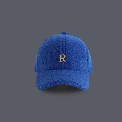 Baseball Cap Winter Hats For Women Men Unisex Letter Metal Logo Imitation Cashmere Keep Warm Simple Casual Winter Cap New Velvet