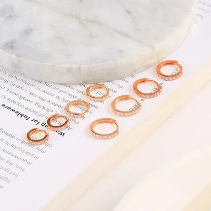2PCS Stainless Steel Minimal Crystal Zirconia Hoop Earrings Gold Silver Color Small Huggie Cartilage Earring Piercing Jewelry