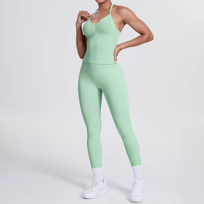 2 Piece Yoga Clothes Women Tracksuit Athletic Wear Pilates Fitness Suit Gym Workout Push Up Clothes Sports Bra Leggings Suit