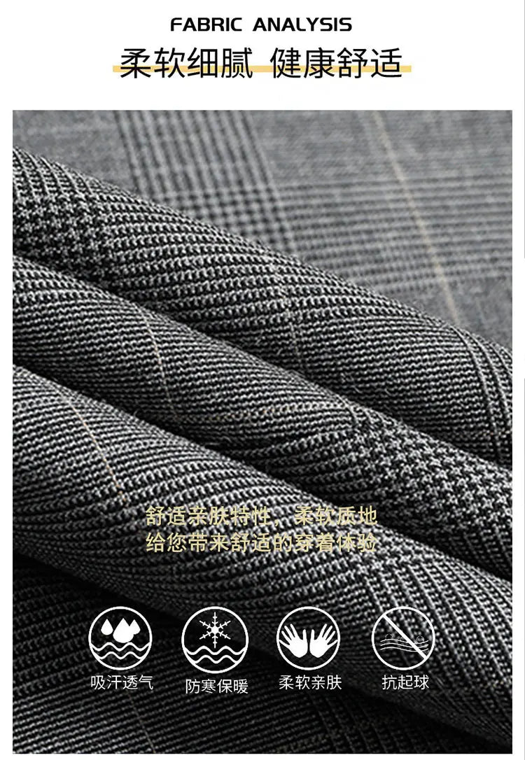 Suits (blazer+ Pants) Men Fashion Business Casual Solid Color Korean Version Slim-fit Plaid Gentleman Wedding Work S-5XL