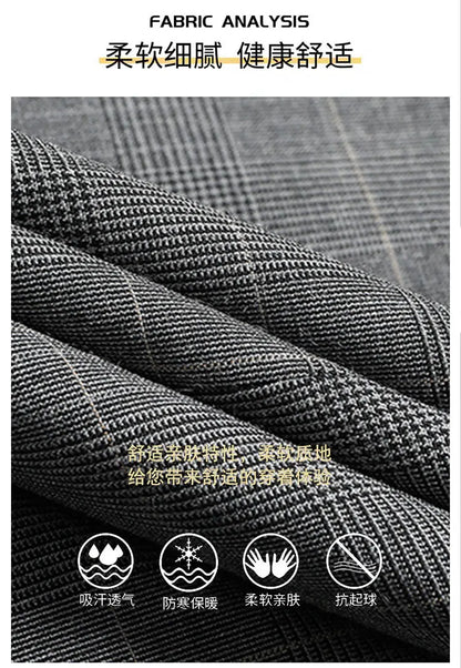 Suits (blazer+ Pants) Men Fashion Business Casual Solid Color Korean Version Slim-fit Plaid Gentleman Wedding Work S-5XL