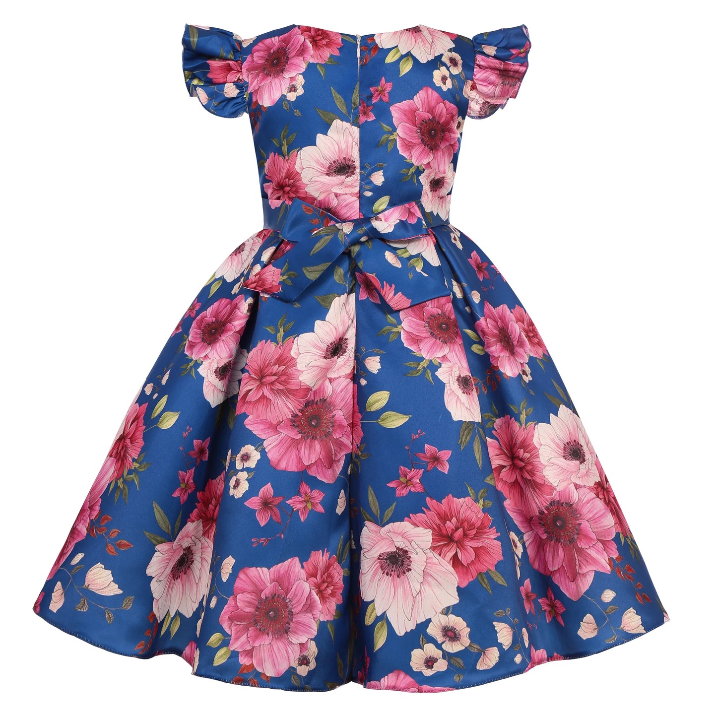 Cross-border special summer burst dress girls printed waist wedding dress flower girl short-sleeved princess puffy skirt