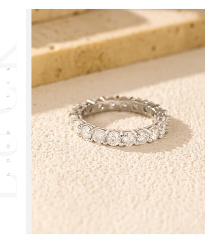 D Color Moissanite Eternity Band Rings 925 Sterling Silver Luxury Stackable Fashion Ring For Women Fine Jewelry