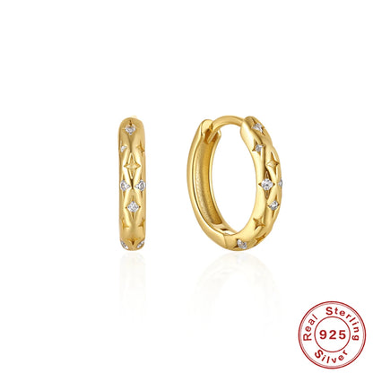 925 Sterling Silver Glossy Hoop Earrings Gold Color Tiny Cartilage Piercing Small Huggie Earring Fine Jewelry Accessories