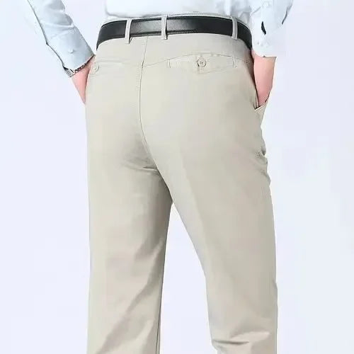 New Arrival 100% Cotton Summer Spring Men's Casual Pants Fashion Solid Black Beige Gentle Thicken Trousers Brand Smart Suit Pant