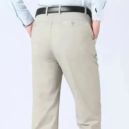 New Arrival 100% Cotton Summer Spring Men's Casual Pants Fashion Solid Black Beige Gentle Thicken Trousers Brand Smart Suit Pant