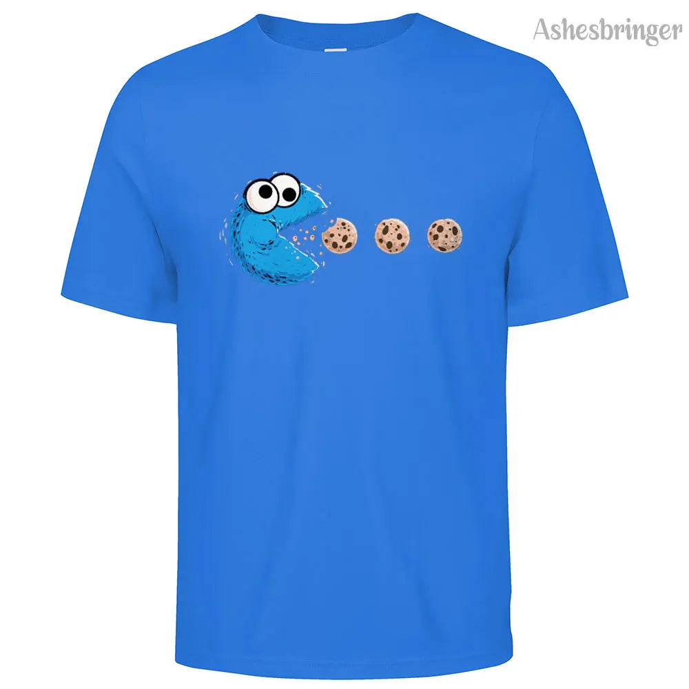 Mens Cotton Funny NomNom-Cookie Adventure Graphic T Shirt on Unisex Street Casual Style Tee for Men and Women