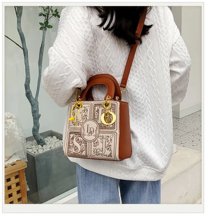 Fashion Top-Handle Bag for Ladies Elegant Handbag with Royal Embroidery Design Versatile Crossbody Style Women Handbags Hand Bag