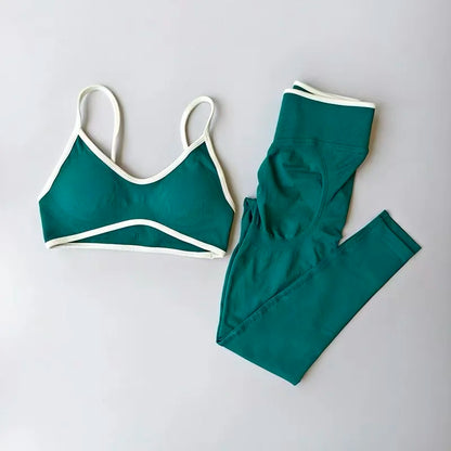 Seamless 2PCS Legging Sets Women's Strappy Sports Bras and Leggings High Waist Fitness Sculpt Leggings Running Pants Gym Suits