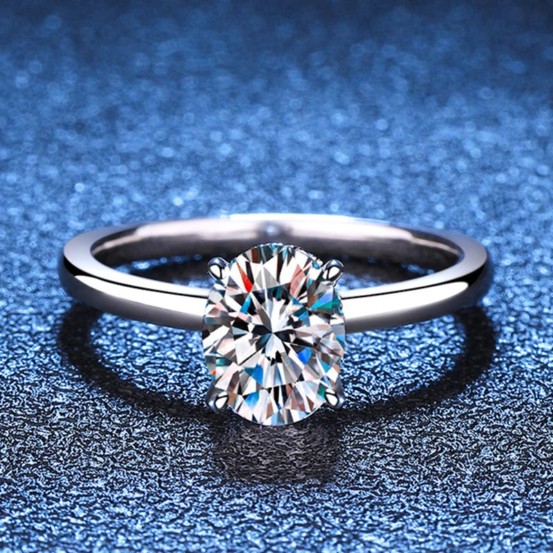 7x9mm 2ct Moissanite Ring S925 Sterling Silver Oval Cut Lab Diamond Wedding Rings for Women Engagement Promise Band Gift