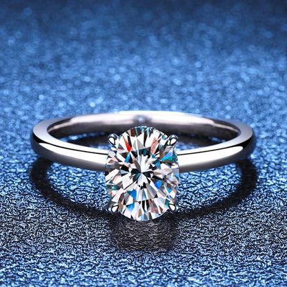 7x9mm 2ct Moissanite Ring S925 Sterling Silver Oval Cut Lab Diamond Wedding Rings for Women Engagement Promise Band Gift