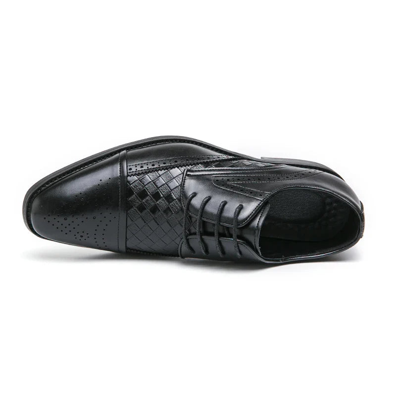 Weaving Formal Shoes For Men Brown Leather Men's Shoes Fashion Stitching Elegant Mans Autumn Footwear Male Wedding Shoes