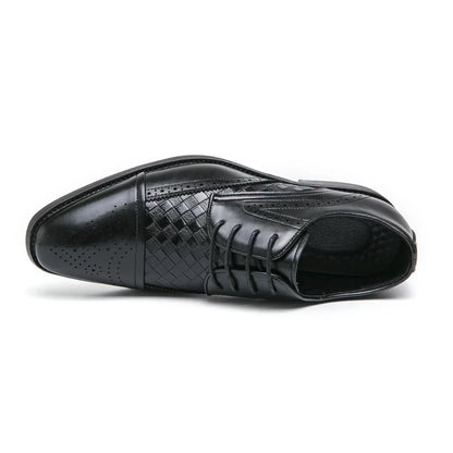 Weaving Formal Shoes For Men Brown Leather Men's Shoes Fashion Stitching Elegant Mans Autumn Footwear Male Wedding Shoes