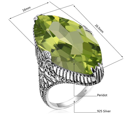 Marquise Stone Amethyst Ring 925 Antique Silver For Women Trend Luxury Party Jewelry Birthstone Gems Unique Handmade Gift